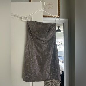 Zara grey rhinestone strapless mini dress!